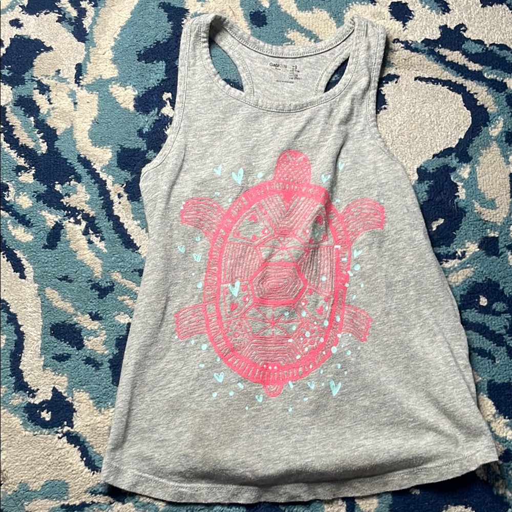 GAP Kids Gray Tank with Pink Turtle Print